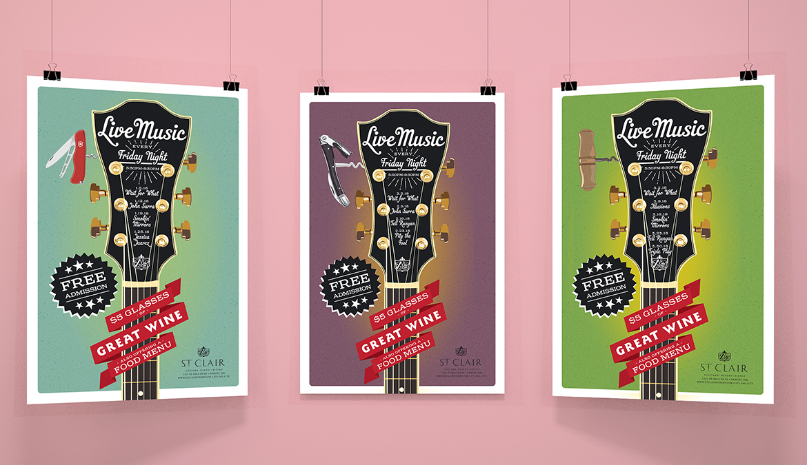 Trio of St. Clair Winery Live Music Poster Series